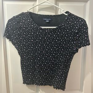 American Eagle black floral crop top